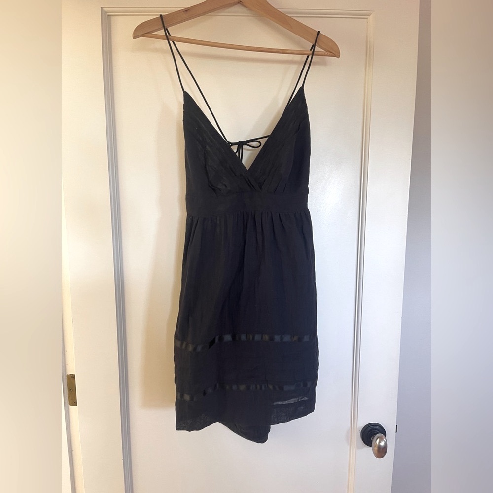 Free People Black Open Back Mini Dress NWT